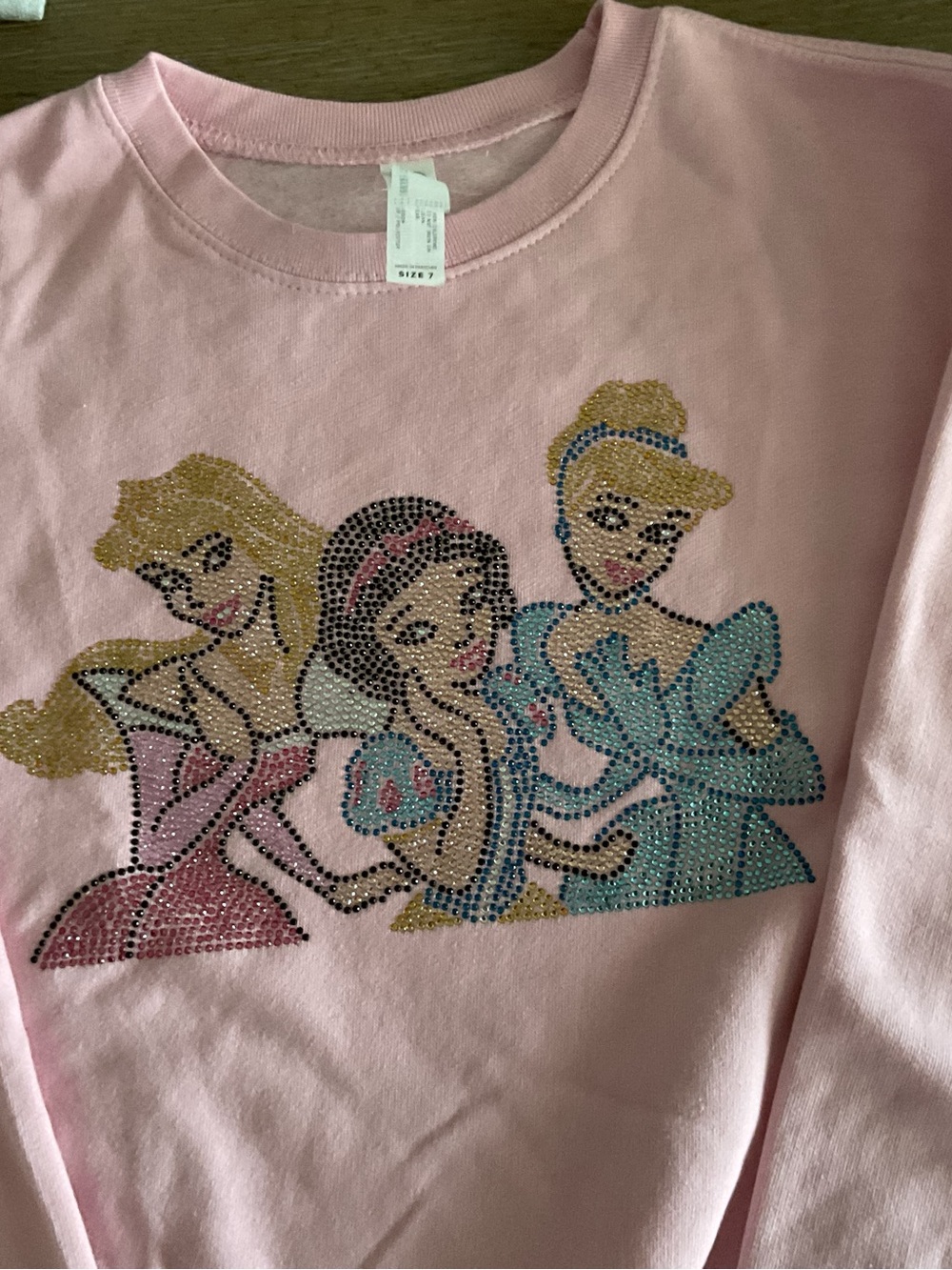 Pink Rhinestone Princess Trio Sweatshirt size 7Y Rabbit Skins